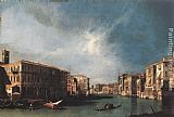 Canaletto Canvas Paintings - The Grand Canal from Rialto toward the North